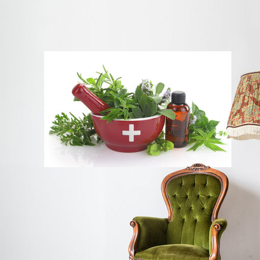 Mortar with Medicine Cross Wall Decal