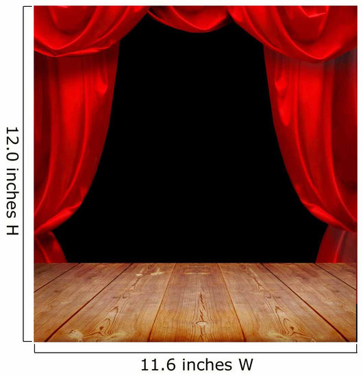 Theater Curtains and Wood Wall Decal