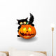 Halloween Cat Cartoon Biting Wall Decal
