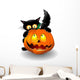 Halloween Cat Cartoon Biting Wall Decal