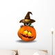 Halloween Kitten with Pumpkin Wall Decal