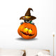 Halloween Kitten with Pumpkin Wall Decal