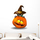 Halloween Kitten with Pumpkin Wall Decal