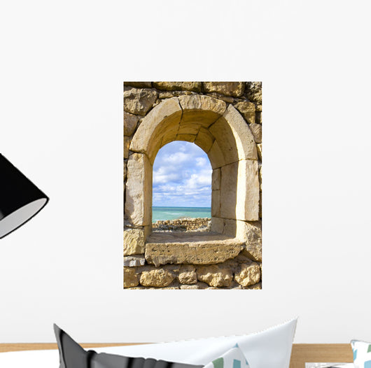 Stone Window Overlooking the Ocean Wall Decal