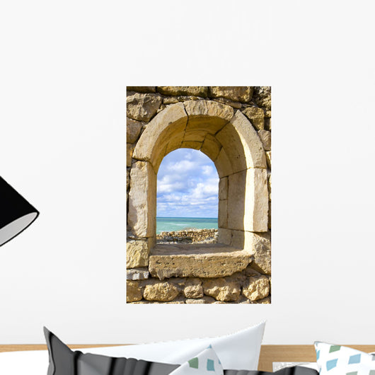 Stone Window Overlooking the Ocean Wall Decal