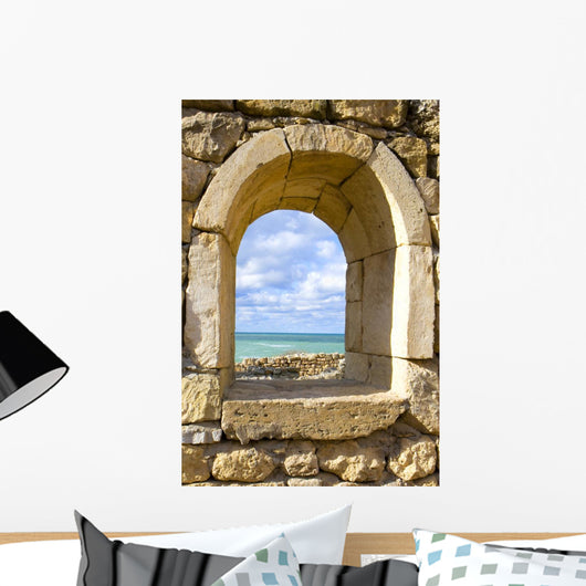 Stone Window Overlooking the Ocean Wall Decal