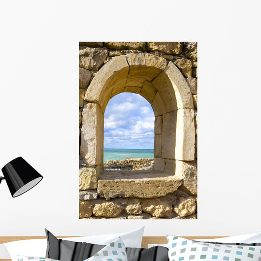 Stone Window Overlooking the Ocean Wall Decal