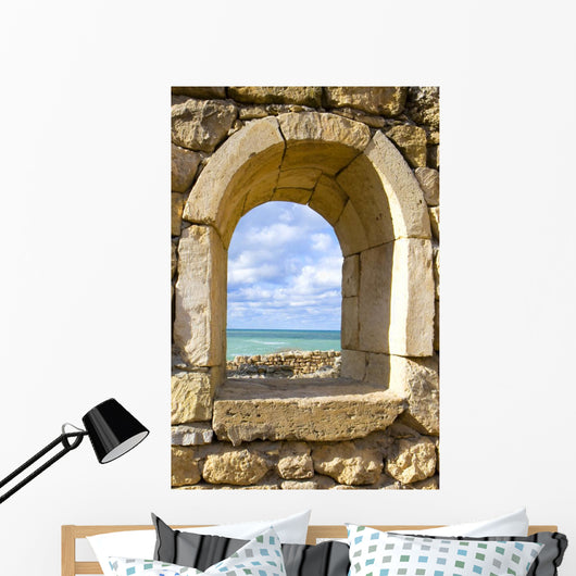 Stone Window Overlooking the Ocean Wall Decal