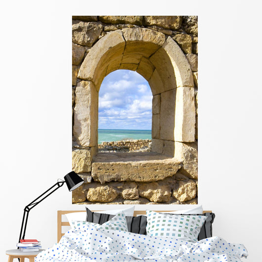 Stone Window Overlooking the Ocean Wall Decal