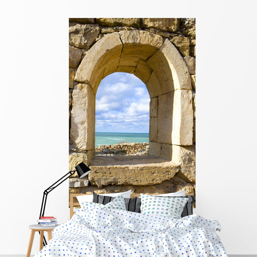 Stone Window Overlooking the Ocean Wall Decal