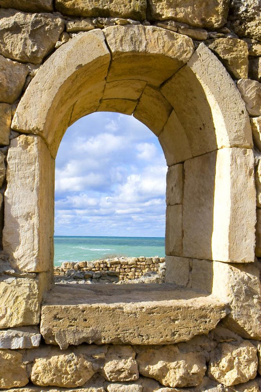 Stone Window Overlooking the Ocean Wall Decal