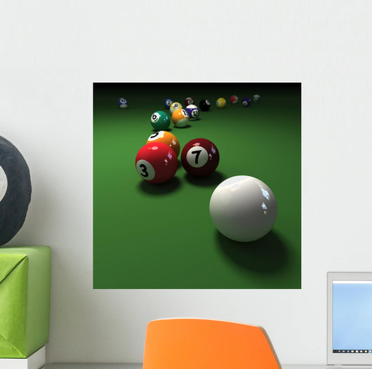 Billiards Game with Cubic Wall Decal