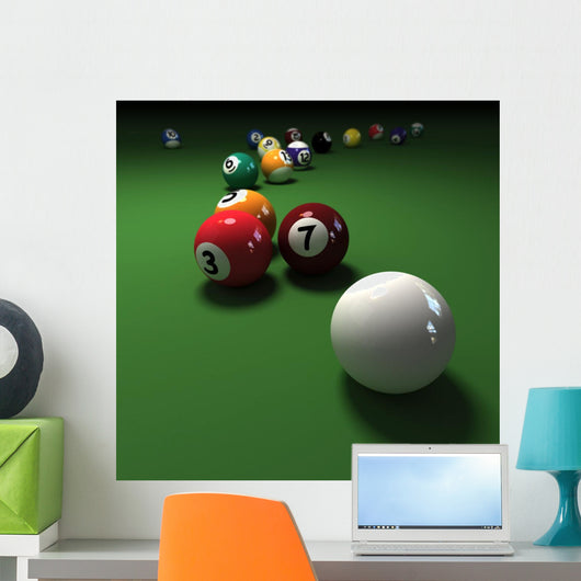 Billiards Game with Cubic Wall Decal