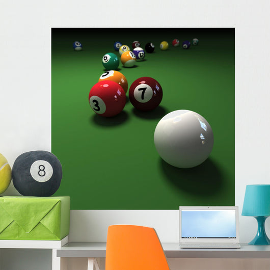 Billiards Game with Cubic Wall Decal
