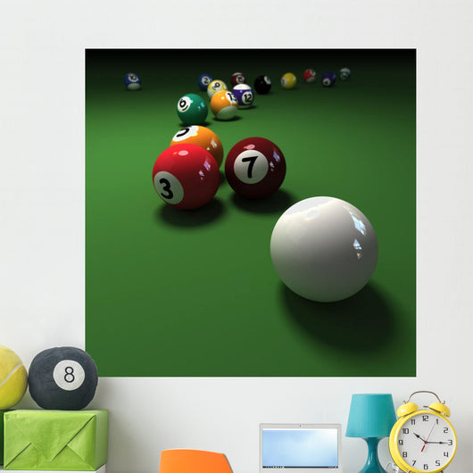 Billiards Game with Cubic Wall Decal