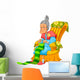 Old Lady Knitting Happily Wall Decal
