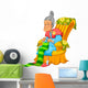 Old Lady Knitting Happily Wall Decal