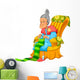 Old Lady Knitting Happily Wall Decal