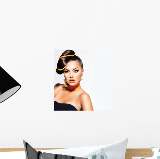 Girl Portrait with Yellow Wall Decal