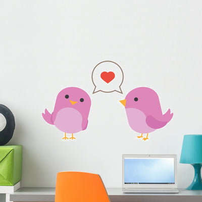 Birds Love with Hearth Wall Decal shown on a wall