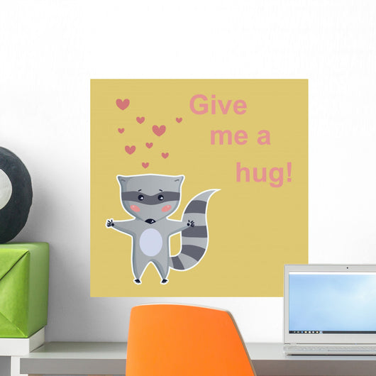Cute Raccoon Vintage Wall Decal