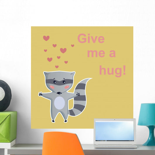 Cute Raccoon Vintage Wall Decal