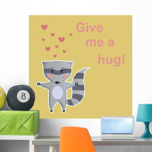 Cute Raccoon Vintage Wall Decal