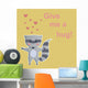Cute Raccoon Vintage Wall Decal