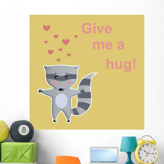 Cute Raccoon Vintage Wall Decal