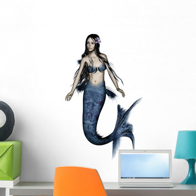 CG Blue Mermaid Wall Decal shown on a wall