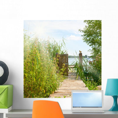Path to Lake Wall Decal shown on a wall