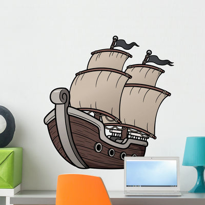 Vector Illustration Pirate Ship Wall Decal shown on a wall