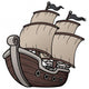 Vector Illustration Pirate Ship Wall Decal