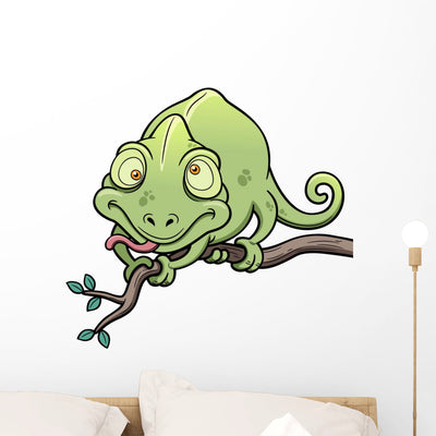 Vector Illustration Cartoon Chameleon Wall Decal shown on a wall