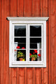 White Window with Red Wall Decal