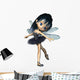 Black CG Dragonfly Ballerina Fairy Wall Decal