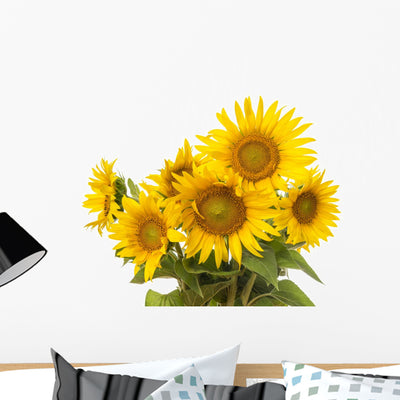 Bunch Sunflowers Wall Decal shown on a wall