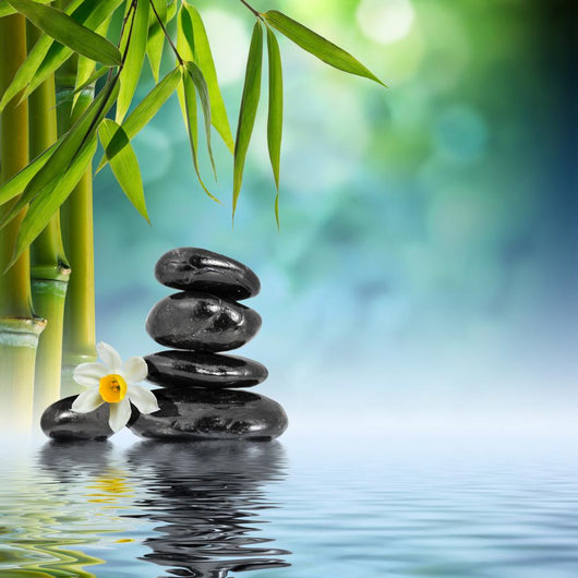 Stones and Bamboo Water Wall Decal