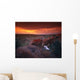 Cow Skull With Large Rocks In Field With Sunset Wall Mural