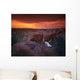 Cow Skull With Large Rocks In Field With Sunset Wall Mural