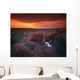 Cow Skull With Large Rocks In Field With Sunset Wall Mural
