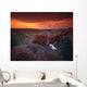 Cow Skull With Large Rocks In Field With Sunset Wall Mural