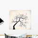 Dead Tree with Birds Illustration Wall Decal
