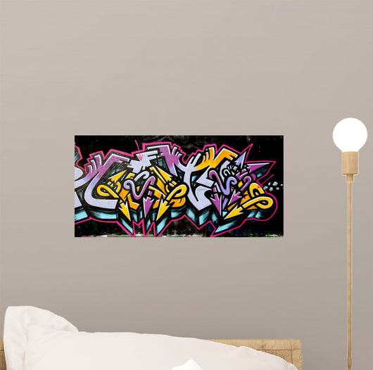 Graffiti Tag Yellow and Wall Decal