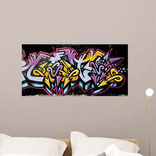 Graffiti Tag Yellow and Wall Decal