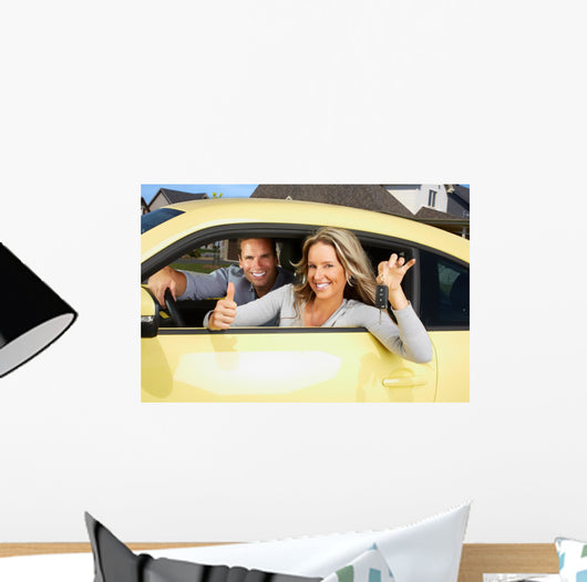 Woman Driving a New Car Wall Decal