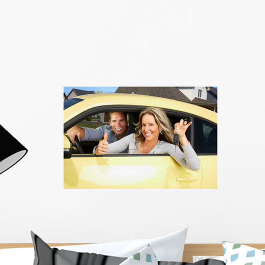 Woman Driving a New Car Wall Decal
