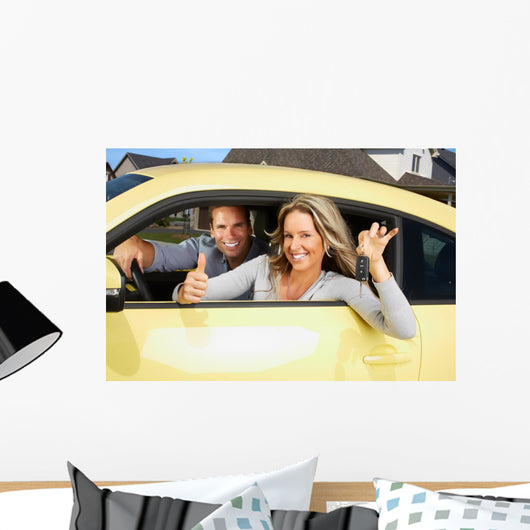 Woman Driving a New Car Wall Decal