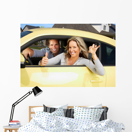 Woman Driving a New Car Wall Decal