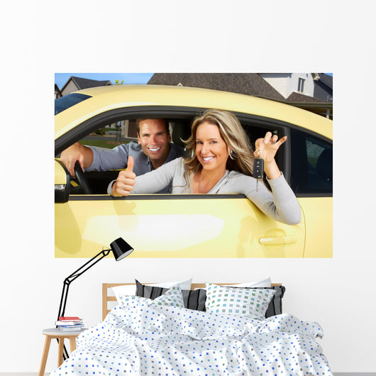 Woman Driving a New Car Wall Decal